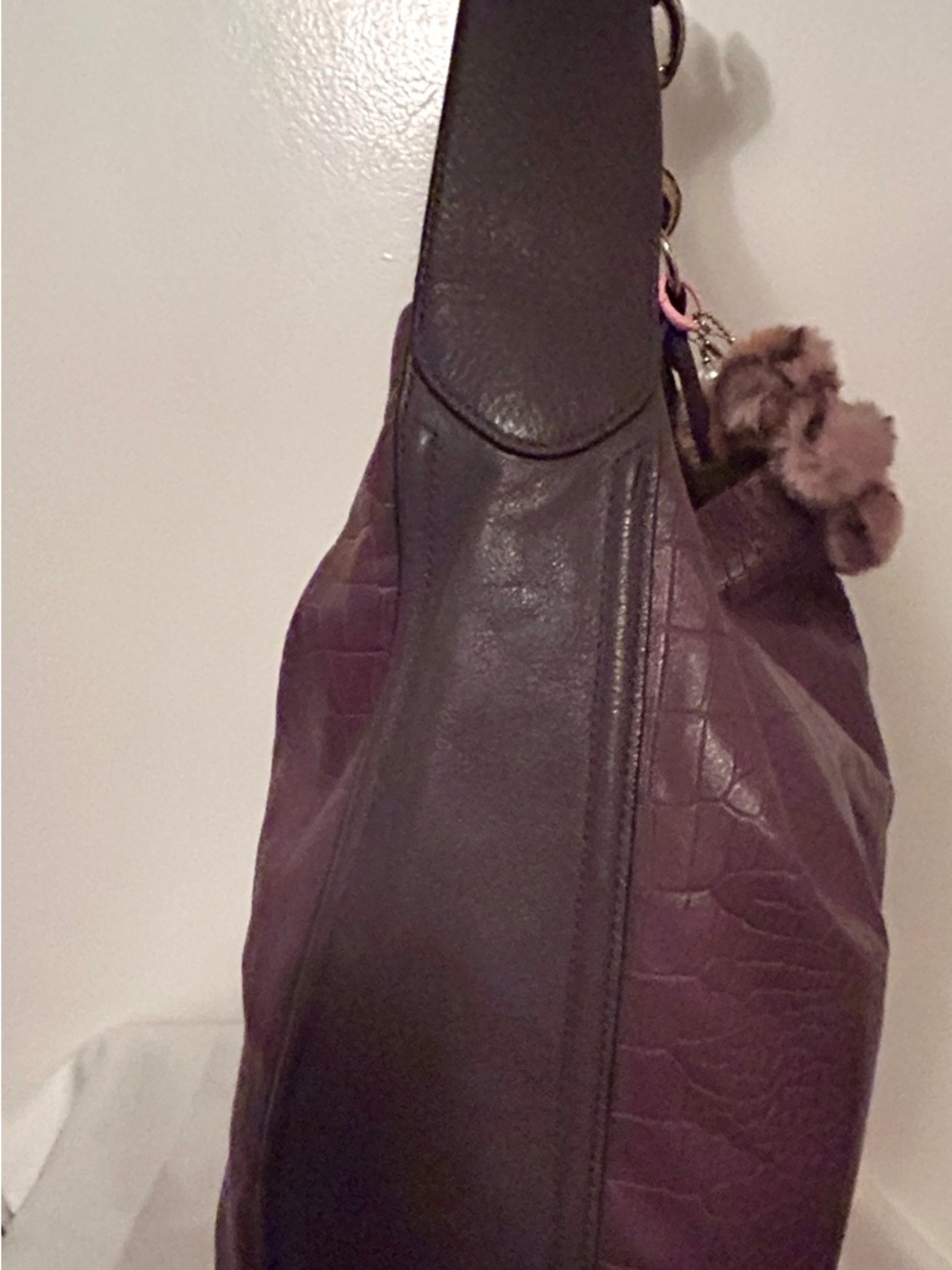 Coach Avery Embossed Croc Hobo Bag, Authentic Coach charm added. - Picture 6 of 13